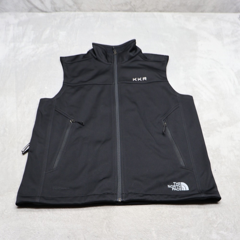 North Face Vest Mens Medium Black Ridgewall Softshell Windproof Full Zip LOGO